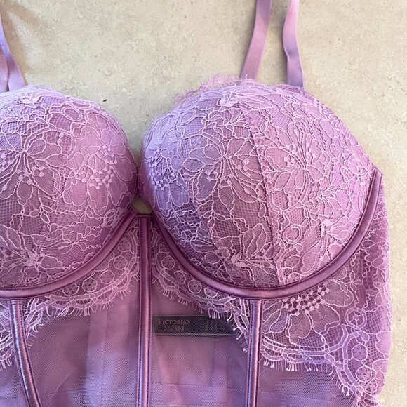 Victoria's Secret Very Sexy Push Up Bra Purple Lace Size 38D Corset - Picture 3 of 8
